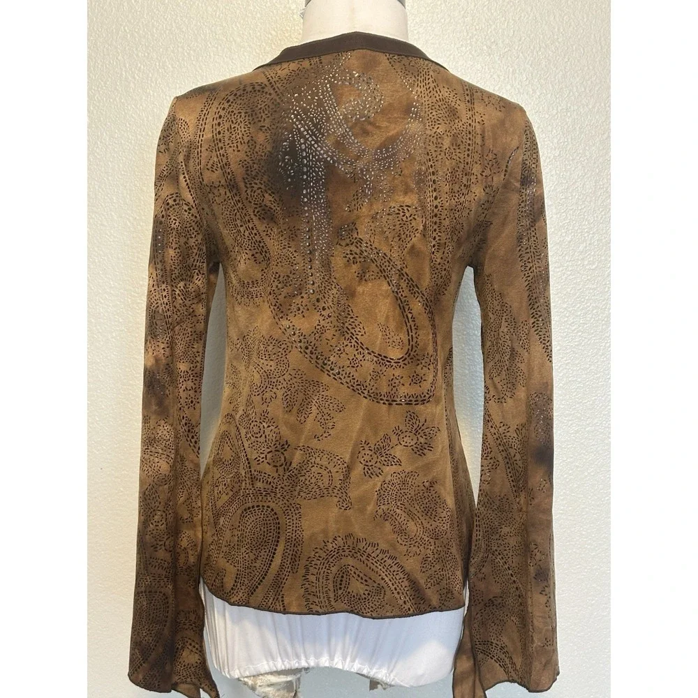 VTG Y2k Windsor Long Bell Sleeve Lace-up Top Angel Fairy Whimsy Goth sz.L V Neck - Picture 6 of 12